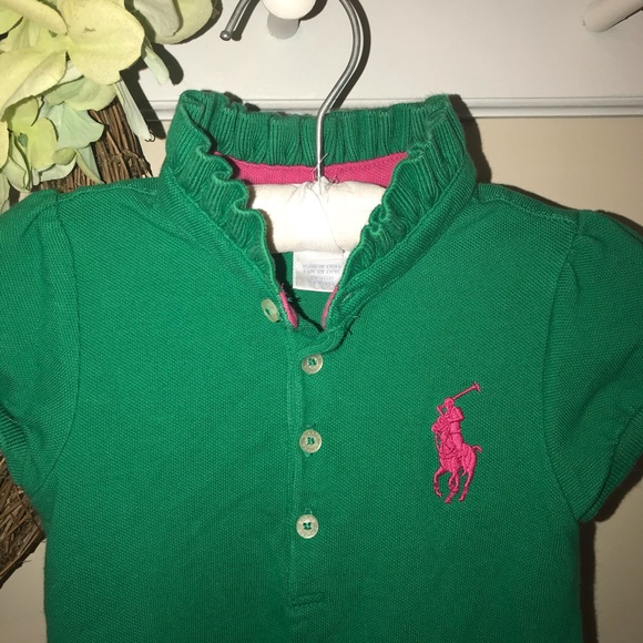 Ralph Lauren Green Polo Dress with Pink Pony - Picture 2 of 3